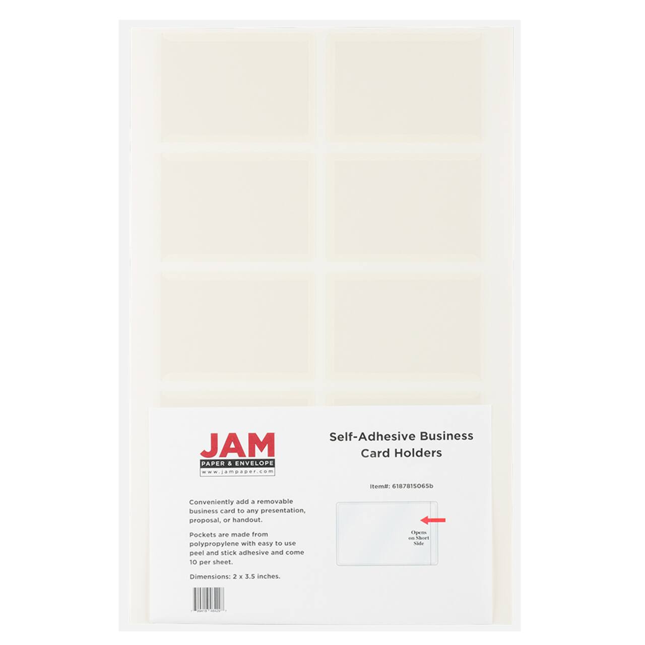 JAM Paper 2" x 3.5" Clear Self-Adhesive Business Card Holders
